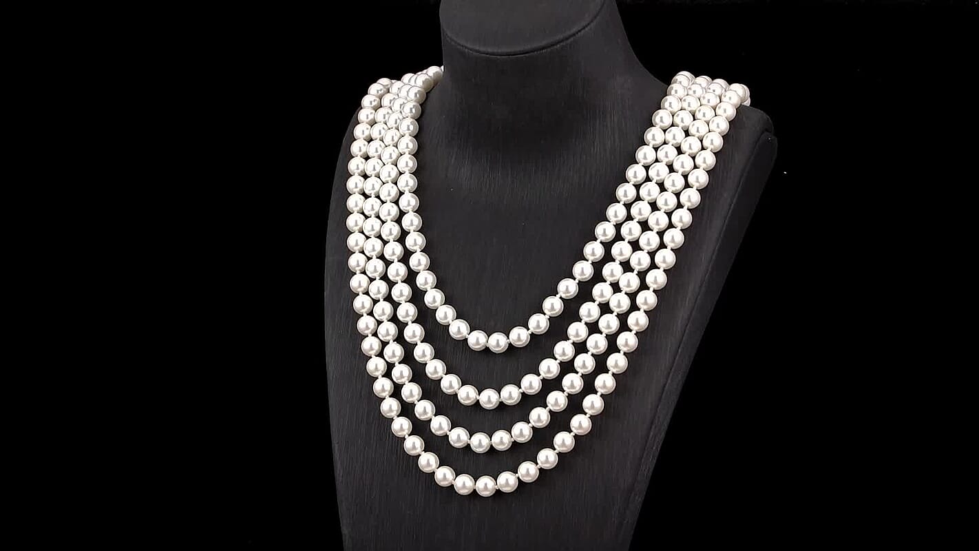 Doorbuster White Shell Pearl Necklace (100 Inches)
