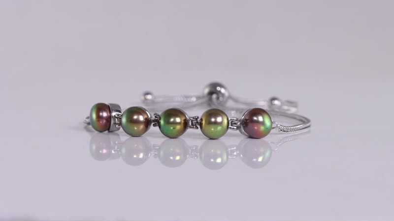Bronze Freshwater Pearl Bolo Bracelet in Stainless Steel