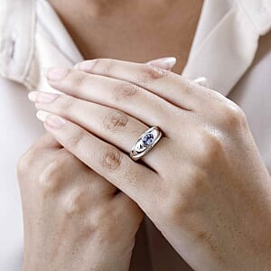 Tanzanite 0.56 ctw Ring in Platinum Over Sterling Silver (Size 5.5)