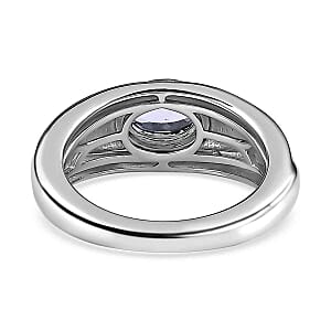 Tanzanite 0.56 ctw Ring in Platinum Over Sterling Silver (Size 5.5)