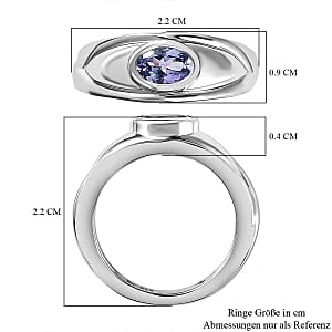 Tanzanite 0.56 ctw Ring in Platinum Over Sterling Silver (Size 5.5)