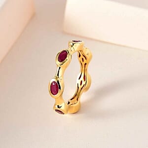 African Ruby 2.39 ctw Band Ring in Vermeil Yellow Gold Over Sterling Silver (Size 9)