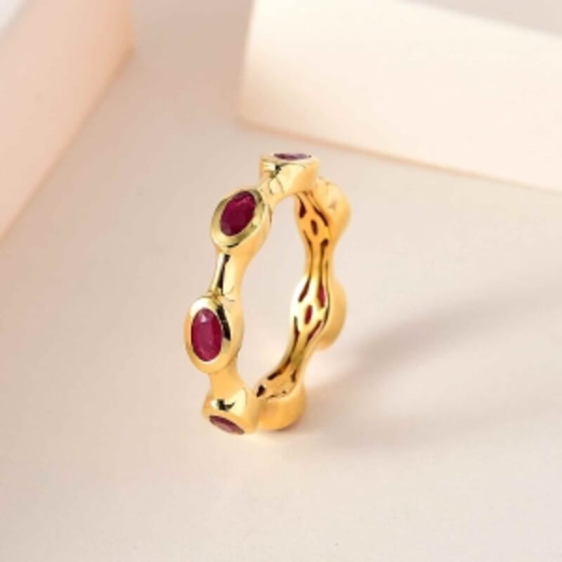 African Ruby 2.39 ctw Band Ring in Vermeil Yellow Gold Over Sterling Silver (Size 9)