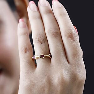 African Ruby 2.39 ctw Band Ring in Vermeil Yellow Gold Over Sterling Silver (Size 9)