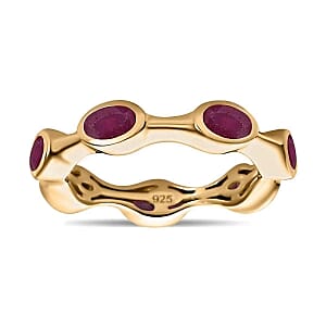African Ruby 2.39 ctw Band Ring in Vermeil Yellow Gold Over Sterling Silver (Size 9)