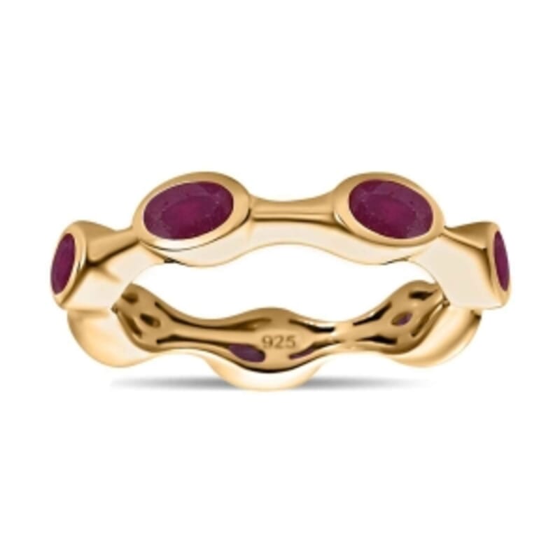 African Ruby 2.39 ctw Band Ring in Vermeil Yellow Gold Over Sterling Silver (Size 9)