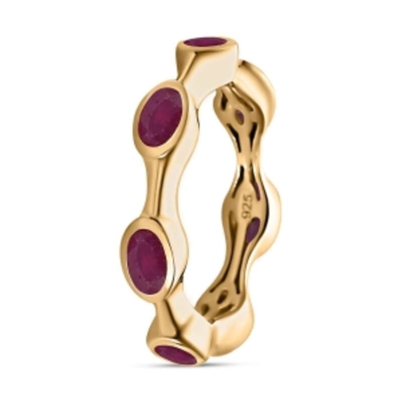 African Ruby 2.39 ctw Band Ring in Vermeil Yellow Gold Over Sterling Silver (Size 9)