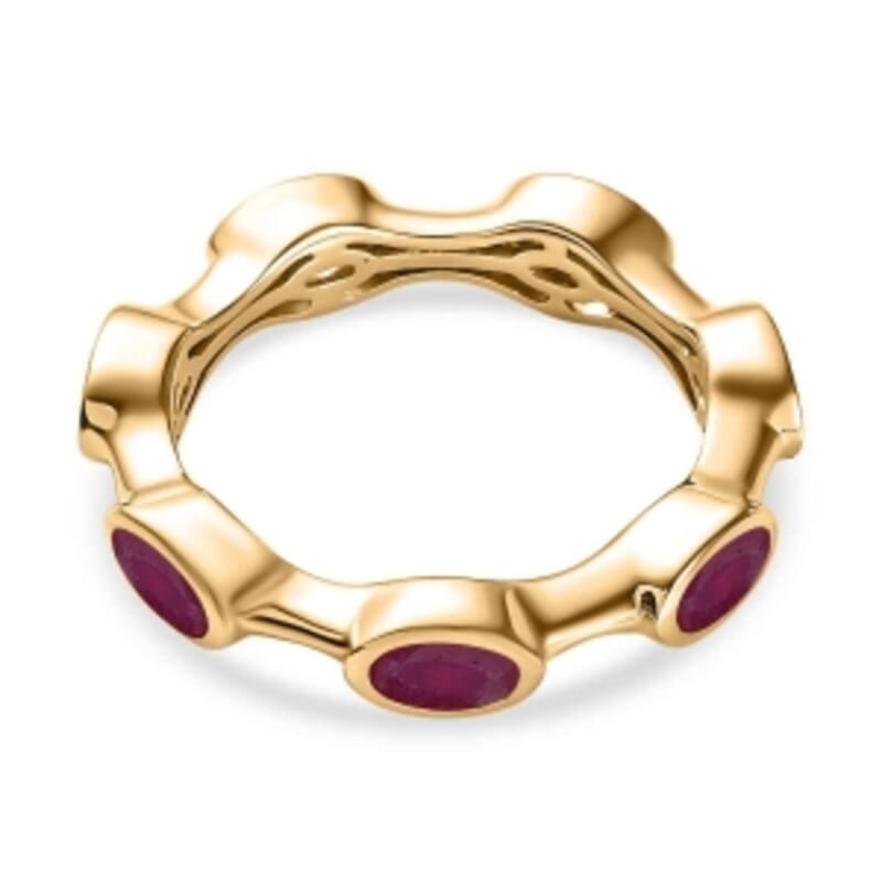 African Ruby 2.39 ctw Band Ring in Vermeil Yellow Gold Over Sterling Silver (Size 9)