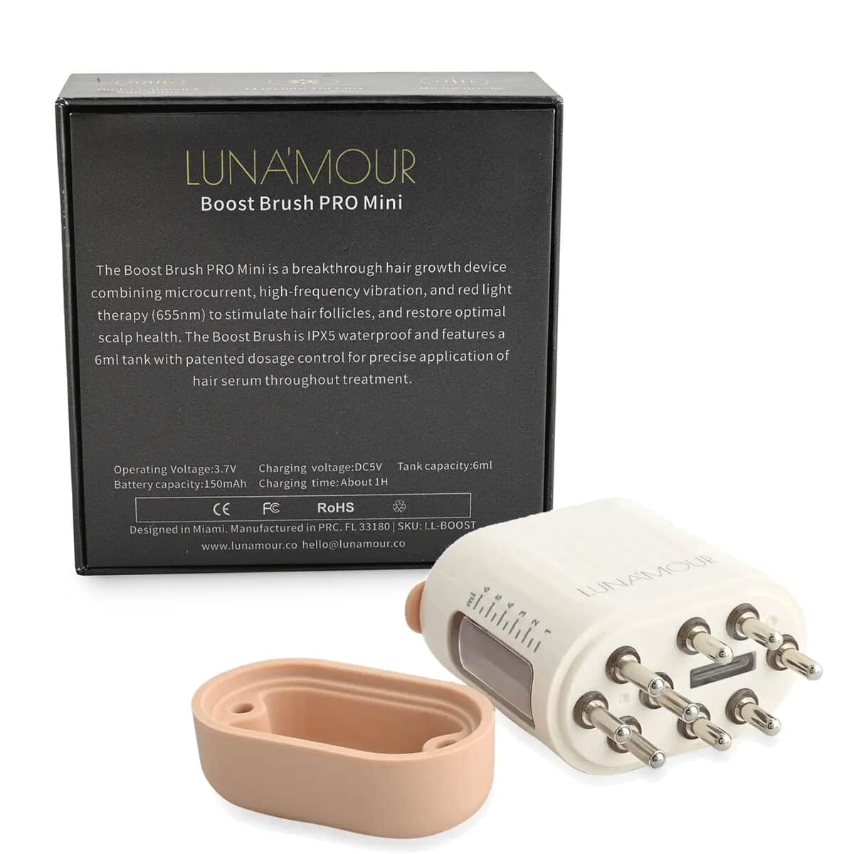 Luna'Mour Boost Brush Pro - Mini Red Light Microcurrent Scalp Massager & Hair Oil Applicator Device (Lifetime Warranty) image number 6