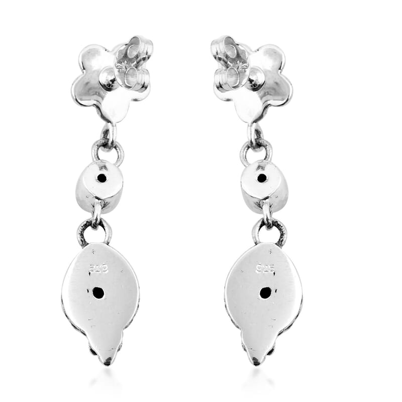 Bali Legacy Sleeping Beauty Turquoise and Niassa Ruby (FF) Dangle Earrings in Sterling Silver 2.20 ctw