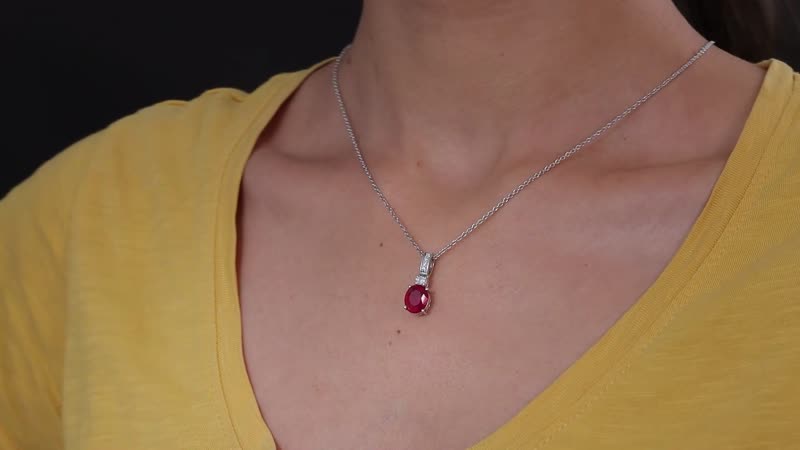 Niassa Ruby (FF) and Moissanite Pendant in Platinum Over Sterling Silver 3.85 ctw