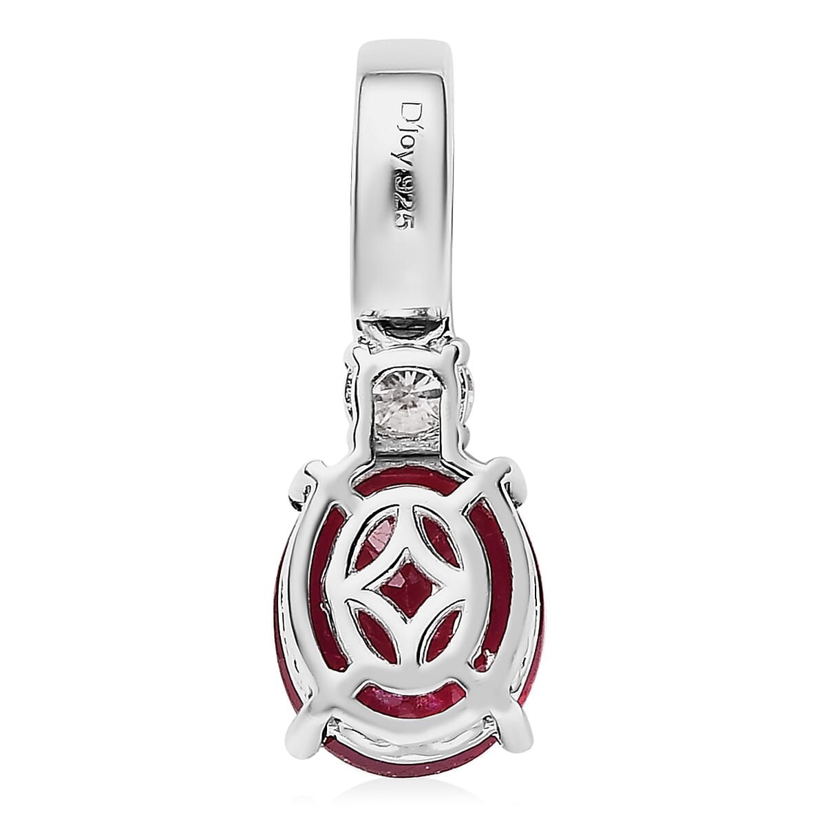 Niassa Ruby (FF) and Moissanite Pendant in Platinum Over Sterling Silver 3.85 ctw image number 4