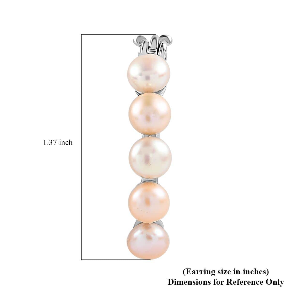 Peach Freshwater Pearl Hoop Earrings in Stainless Steel image number 4