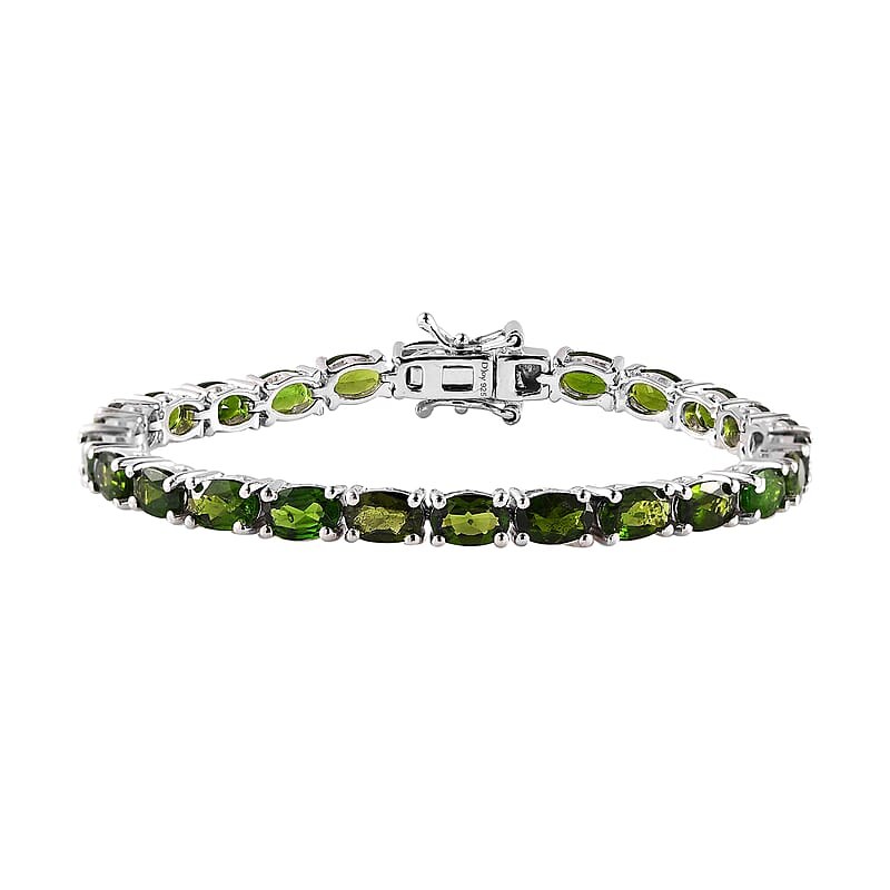 Chrome Diopside Tennis Bracelet in Platinum Over Sterling Silver (6.50 In) 12.25 ctw