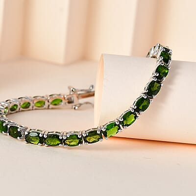 Chrome Diopside Tennis Bracelet in Platinum Over Sterling Silver (6.50 In) 12.25 ctw
