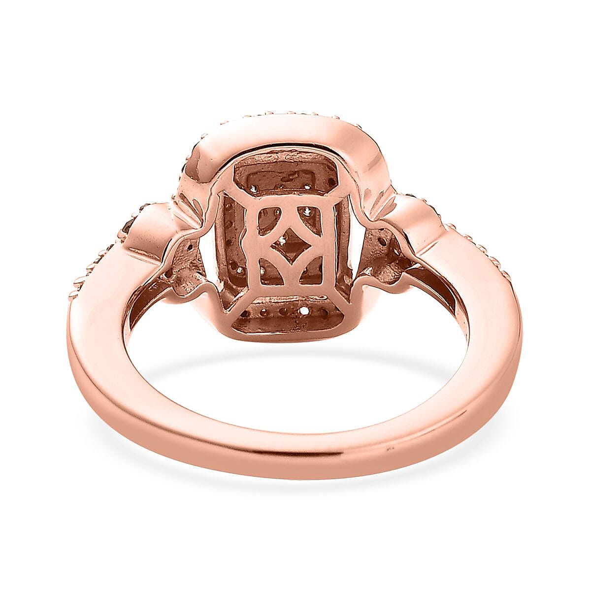 Natural Champagne Diamond Cluster Ring in Vermeil Rose Gold Over Sterling Silver (Size 10.0) 0.50 ctw