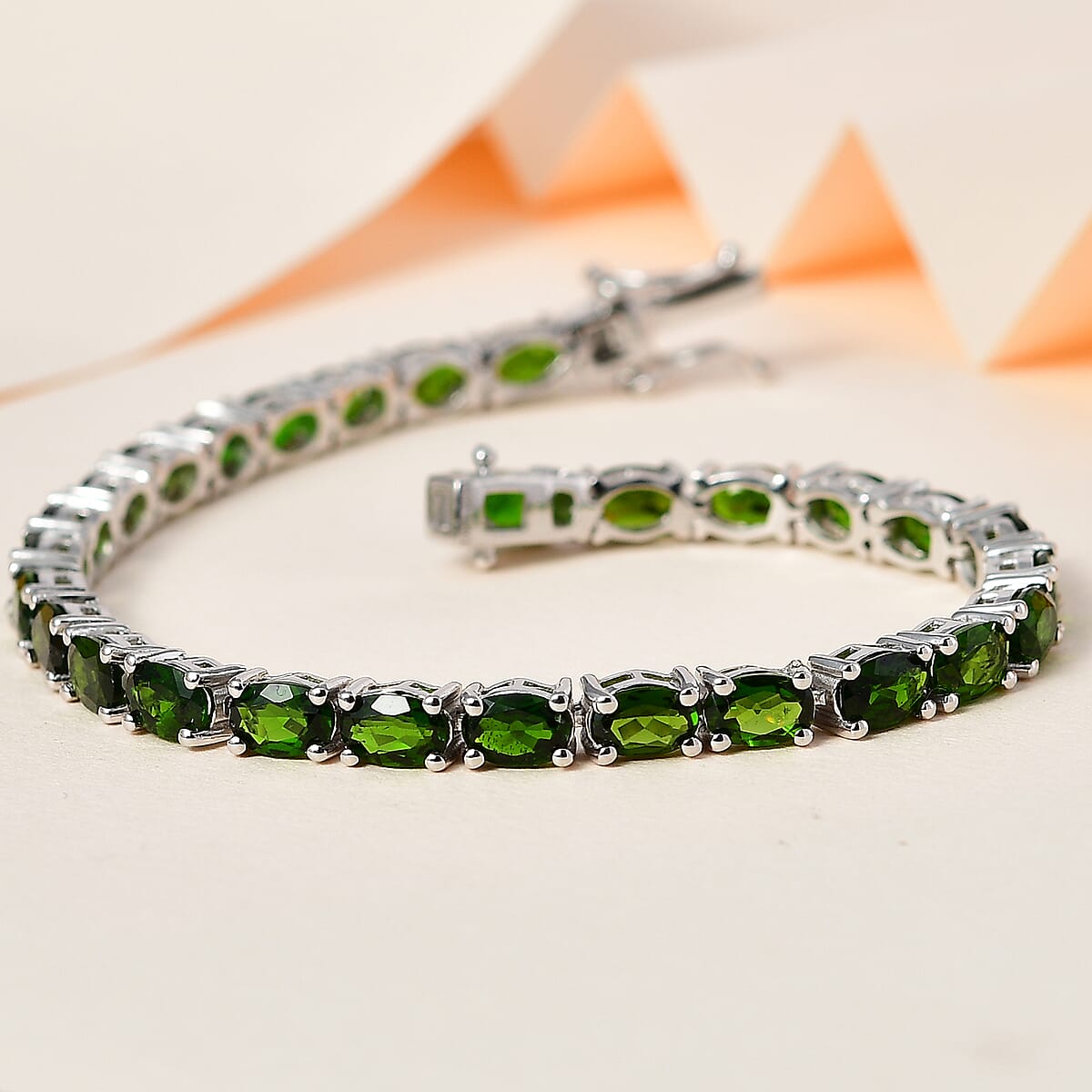 Chrome Diopside Tennis Bracelet in Platinum Over Sterling Silver (7.25 In) 13.70 ctw image number 1