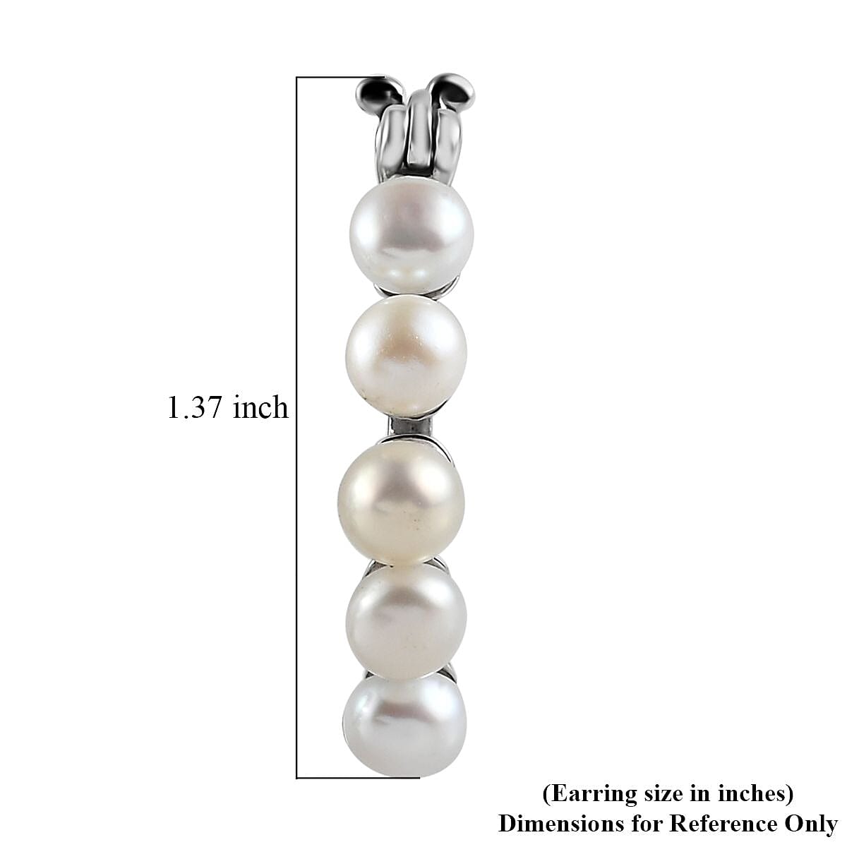 White Freshwater Pearl Hoop Earrings in Stainless Steel image number 4