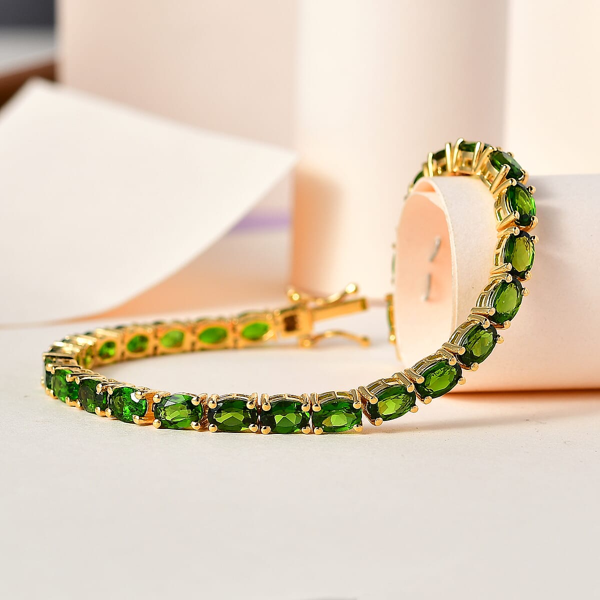 D'Joy Chrome Diopside Tennis Bracelet in Vermeil Yellow Gold Over Sterling Silver (7.25 In) 13.70 ctw image number 1