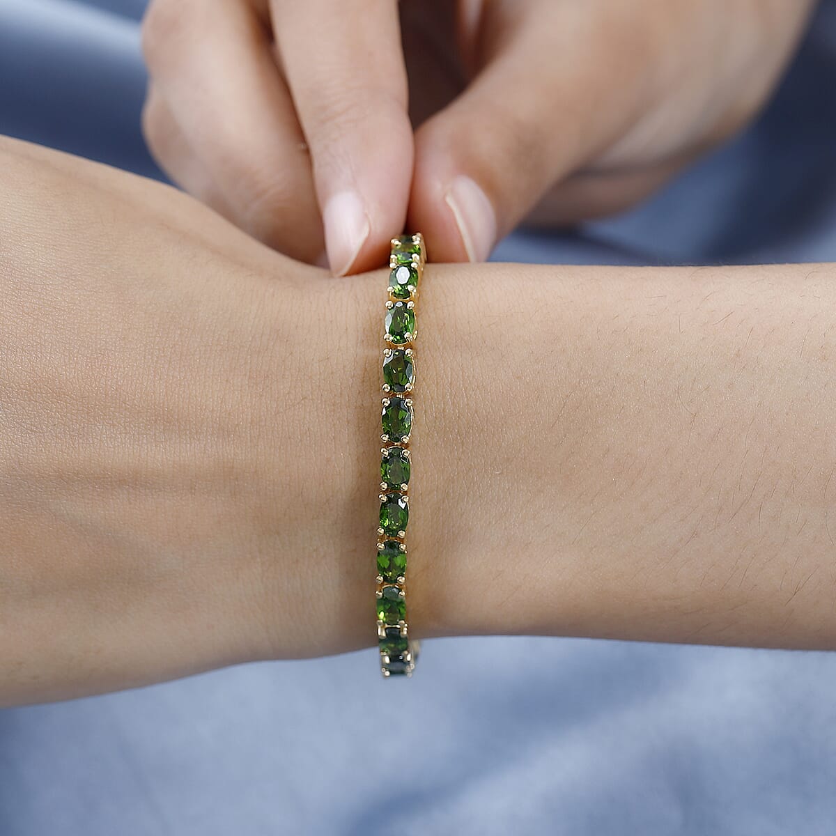 D'Joy Chrome Diopside Tennis Bracelet in Vermeil Yellow Gold Over Sterling Silver (7.25 In) 13.70 ctw image number 2