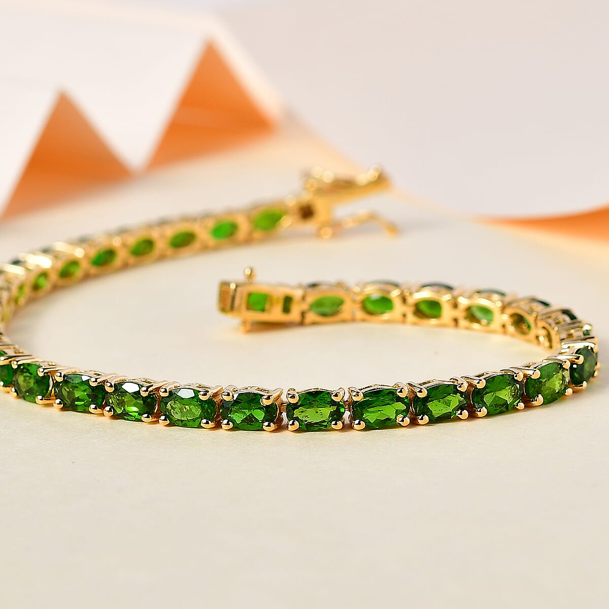 Chrome Diopside Tennis Bracelet in Vermeil Yellow Gold Over Sterling Silver (8.00 In) 15.65 ctw image number 1