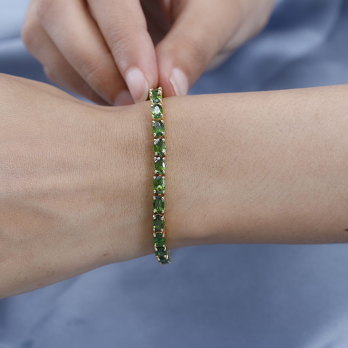 Chrome Diopside Tennis Bracelet in Vermeil Yellow Gold Over Sterling Silver (8.00 In) 15.65 ctw image number 2
