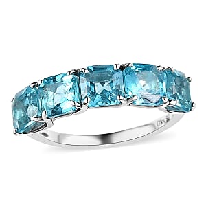 Madagascar Paraiba Apatite 5 Stone Ring in Platinum Over Sterling Silver (Size 10.0) 3.15 ctw