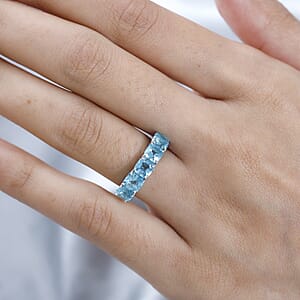 Madagascar Paraiba Apatite 5 Stone Ring in Platinum Over Sterling Silver (Size 10.0) 3.15 ctw