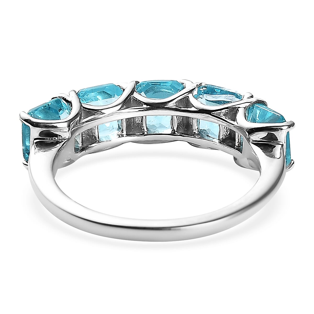 Madagascar Paraiba Apatite 5 Stone Ring in Platinum Over Sterling Silver (Size 10.0) 3.15 ctw image number 4