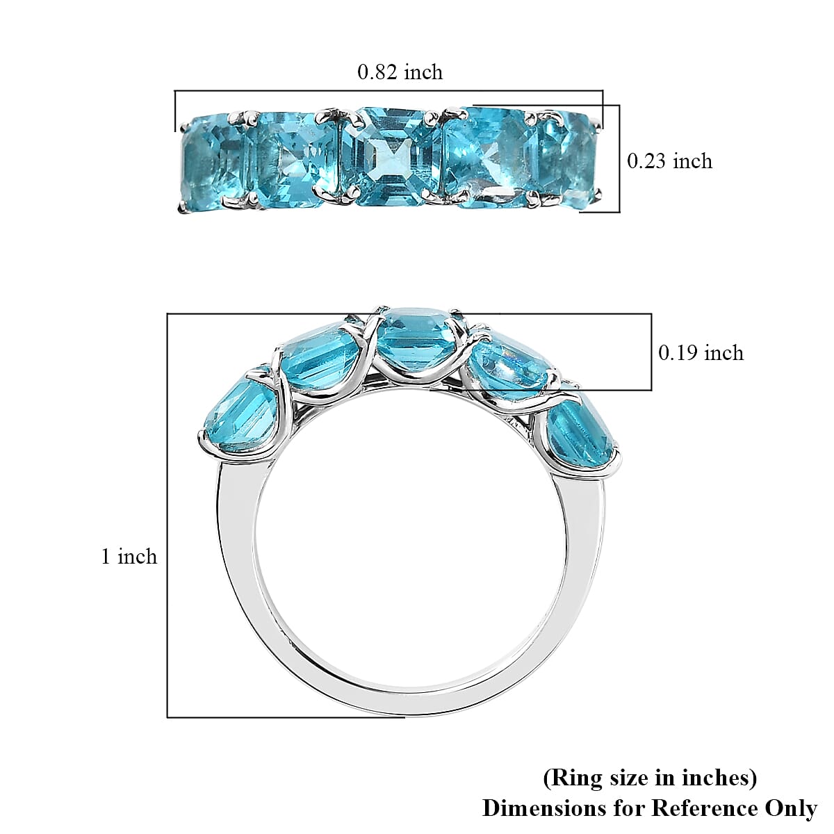 Madagascar Paraiba Apatite 5 Stone Ring in Platinum Over Sterling Silver (Size 10.0) 3.15 ctw image number 5
