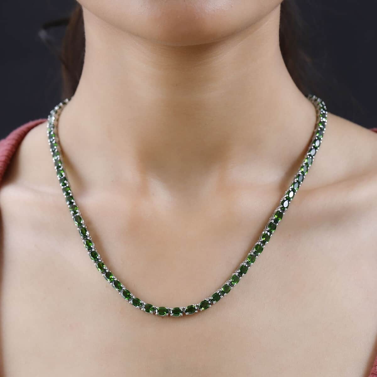 Chrome Diopside Tennis Necklace 18 Inches in Platinum Over Sterling Silver 38.30 ctw image number 2