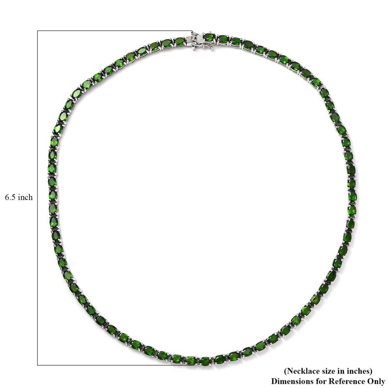 Chrome Diopside Tennis Necklace 18 Inches in Platinum Over Sterling Silver 38.30 ctw