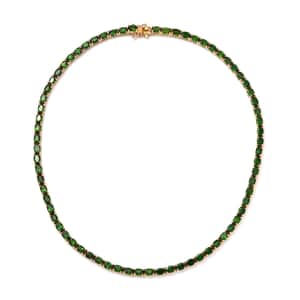 Chrome Diopside Tennis Necklace 18 Inches in Vermeil Yellow Gold Over Sterling Silver 33.00 ctw
