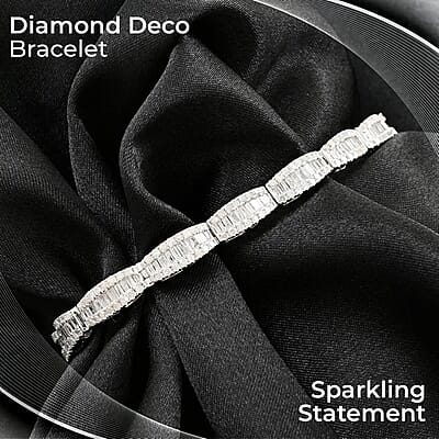 Diamond 4.00 ctw Deco Bracelet, Platinum Over Sterling Silver Bracelet, Diamond Jewelry, Gifts For Her (7.50 In)