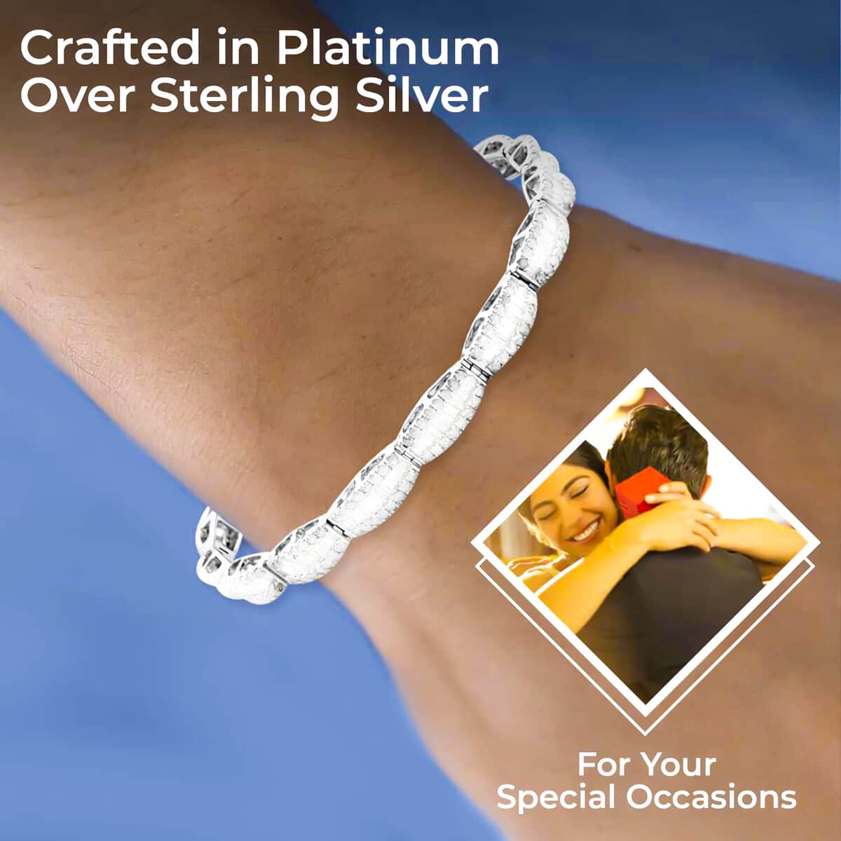 Diamond 4.00 ctw Deco Bracelet, Platinum Over Sterling Silver Bracelet, Diamond Jewelry, Gifts For Her (7.50 In) image number 2