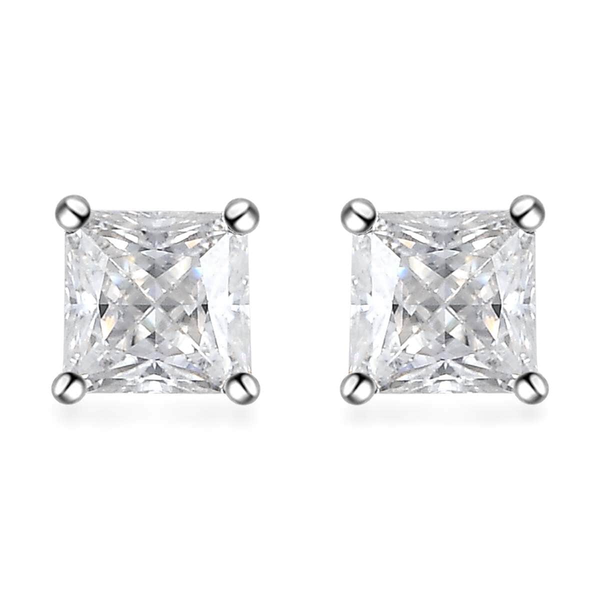 Moissanite Solitaire Stud Earrings in Platinum Over Sterling Silver 1.35 ctw image number 0