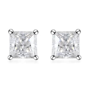 Moissanite Solitaire Stud Earrings in Platinum Over Sterling Silver 1.35 ctw