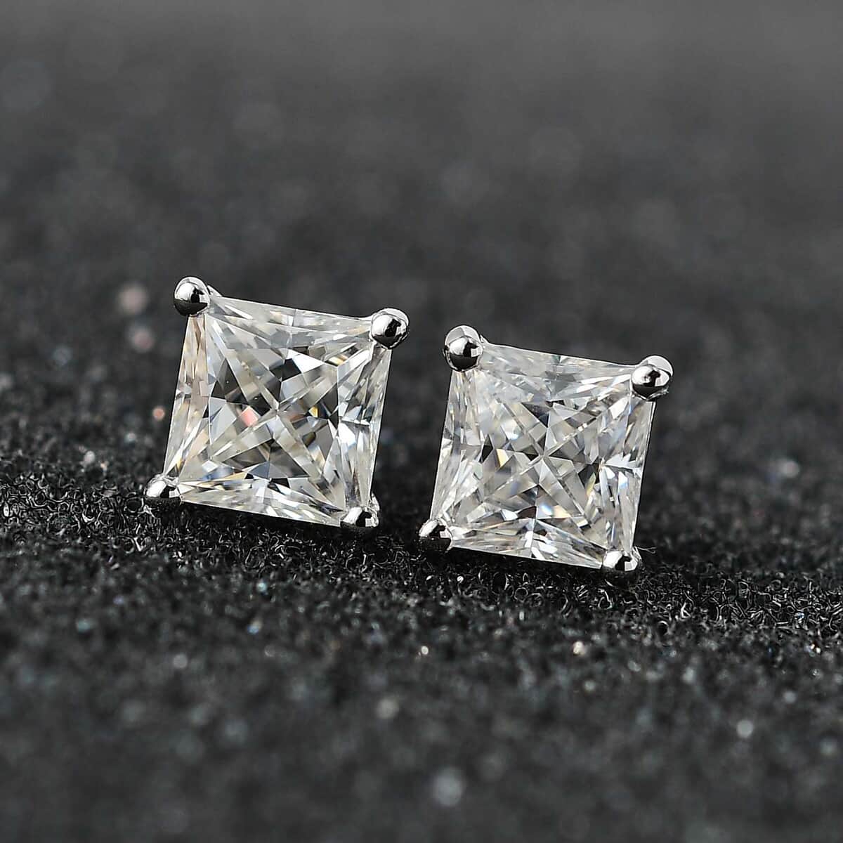 Moissanite Solitaire Stud Earrings in Platinum Over Sterling Silver 1.35 ctw image number 1