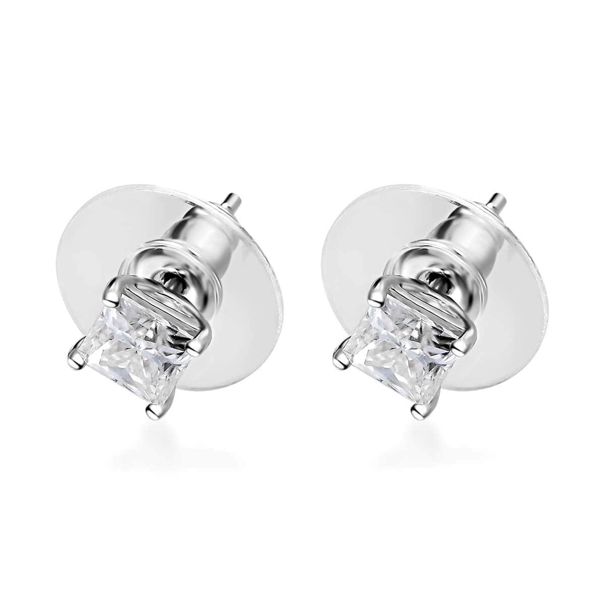 Moissanite Solitaire Stud Earrings in Platinum Over Sterling Silver 1.35 ctw image number 2