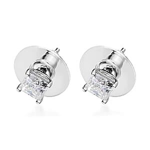 Moissanite Solitaire Stud Earrings in Platinum Over Sterling Silver 1.35 ctw