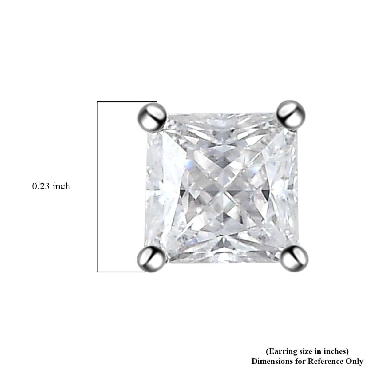 Moissanite Solitaire Stud Earrings in Platinum Over Sterling Silver 1.35 ctw image number 3