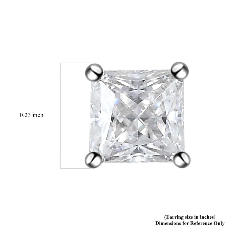 Moissanite Solitaire Stud Earrings in Platinum Over Sterling Silver 1.35 ctw