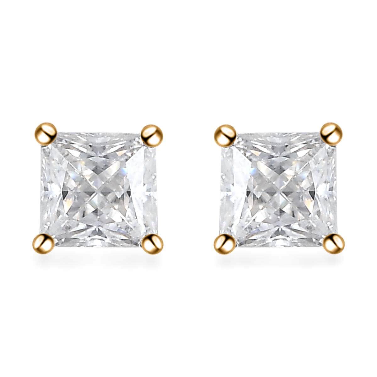 Moissanite 1.35 ctw Solitaire Stud Earrings in Vermeil Yellow Gold Over Sterling Silver image number 0