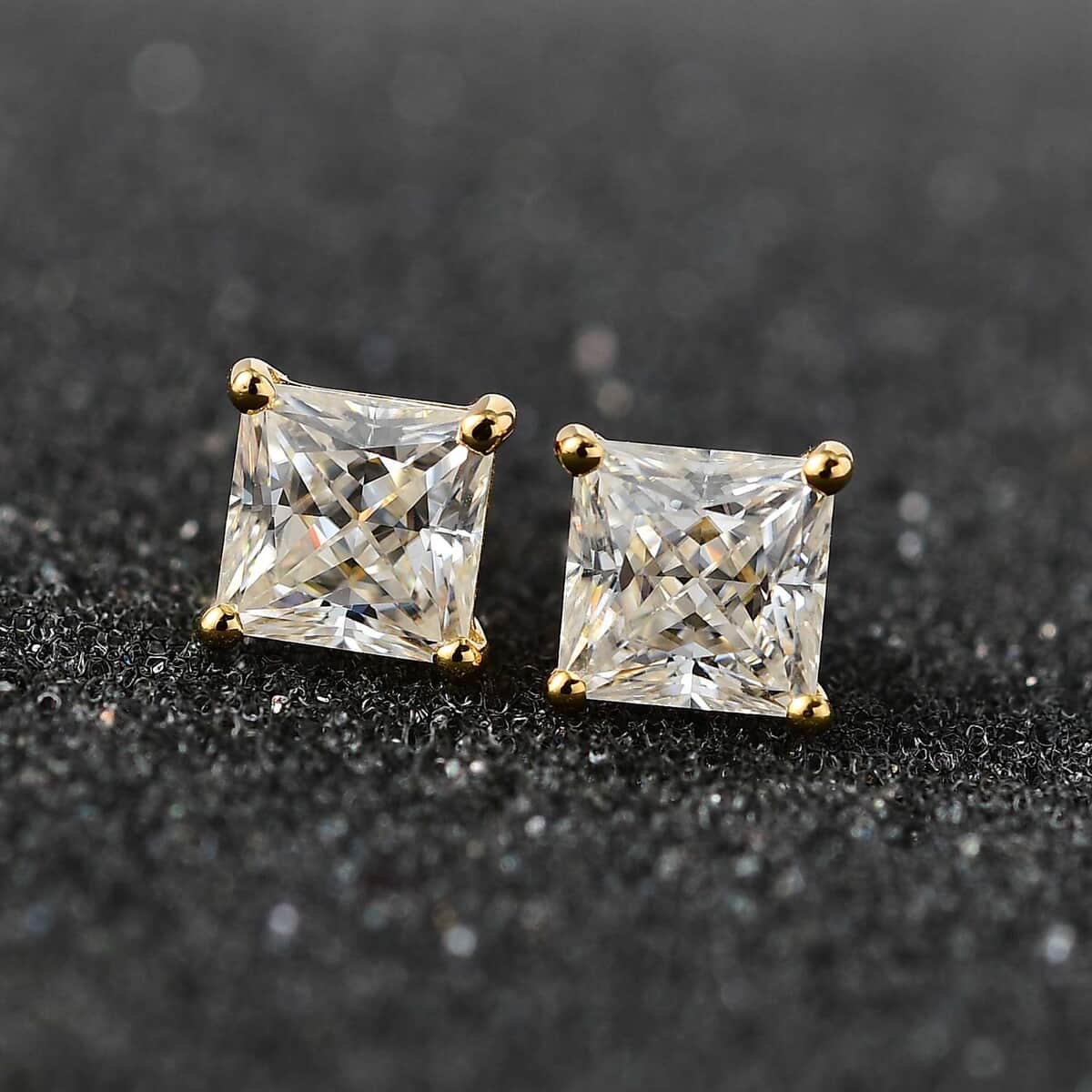 Moissanite 1.35 ctw Solitaire Stud Earrings in Vermeil Yellow Gold Over Sterling Silver image number 1