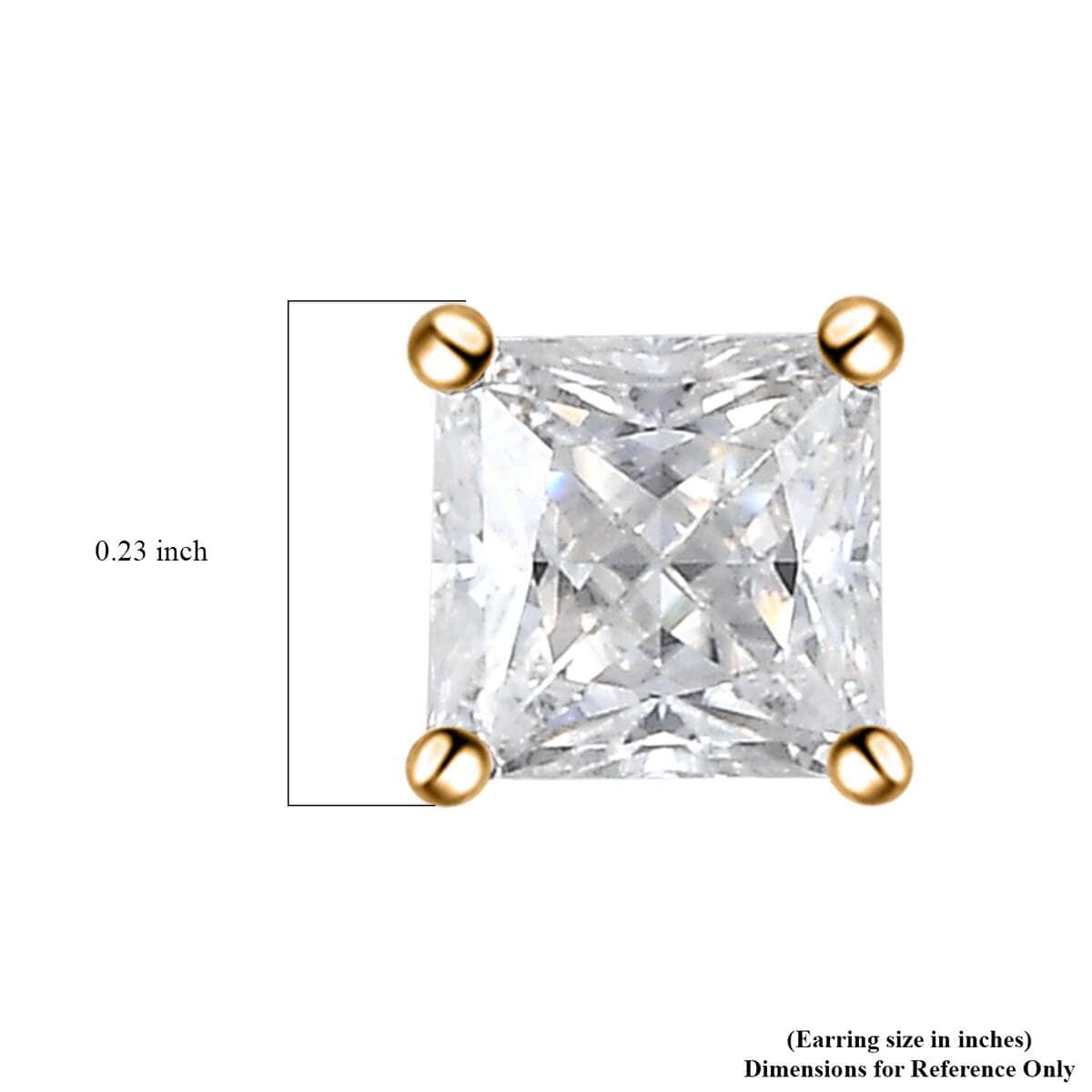 Moissanite 1.35 ctw Solitaire Stud Earrings in Vermeil Yellow Gold Over Sterling Silver image number 3
