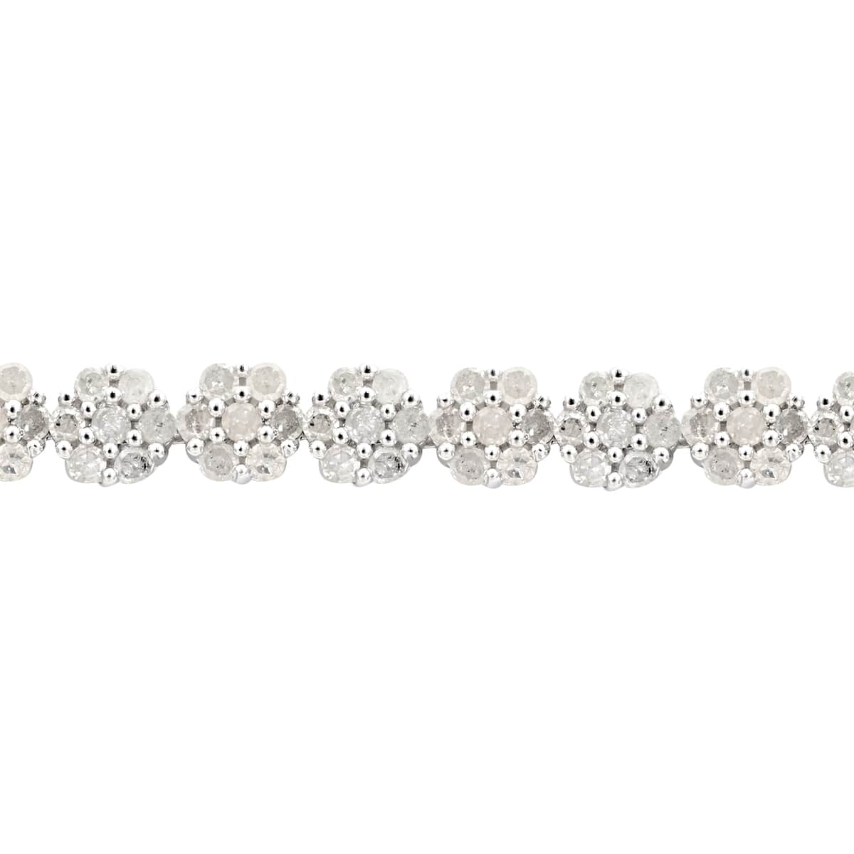 Diamond Floral Bracelet in Platinum Over Sterling Silver (7.25 In) 3.00 ctw image number 2