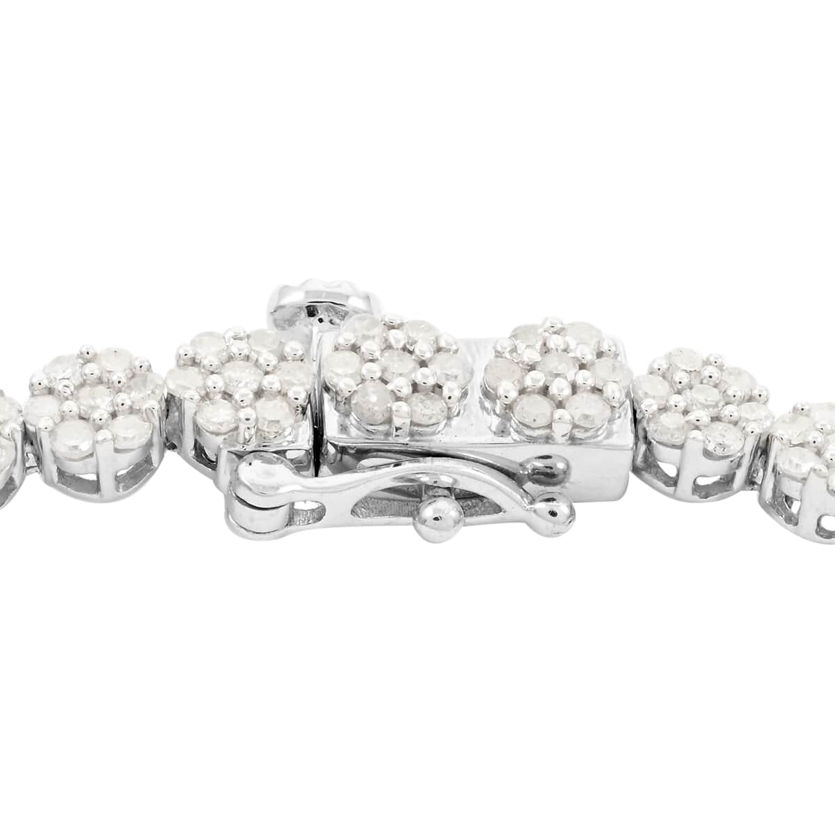 Diamond Floral Bracelet in Platinum Over Sterling Silver (7.25 In) 3.00 ctw image number 3