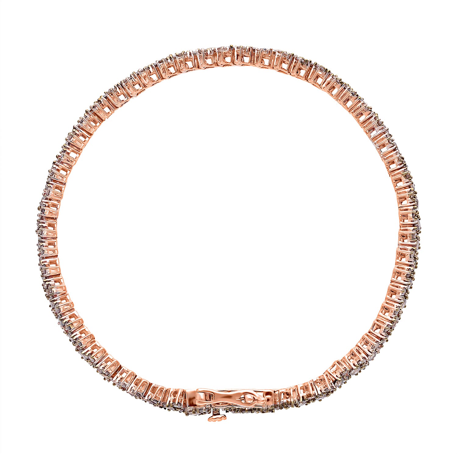 Natural Champagne Diamond Bracelet in Vermeil Rose Gold Over Sterling Silver (7.50 In) 5.00 ctw
