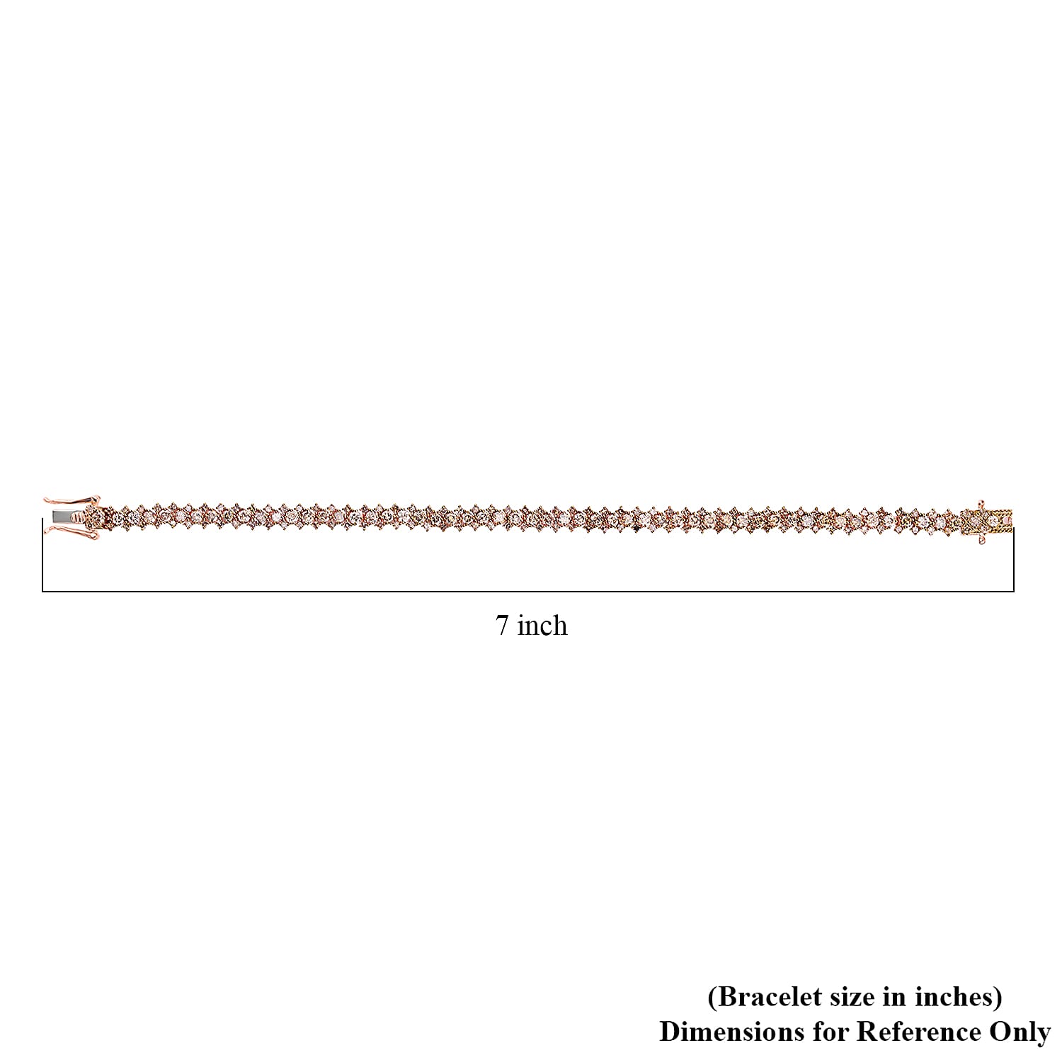 Natural Champagne Diamond Bracelet in Vermeil Rose Gold Over Sterling Silver (7.50 In) 5.00 ctw