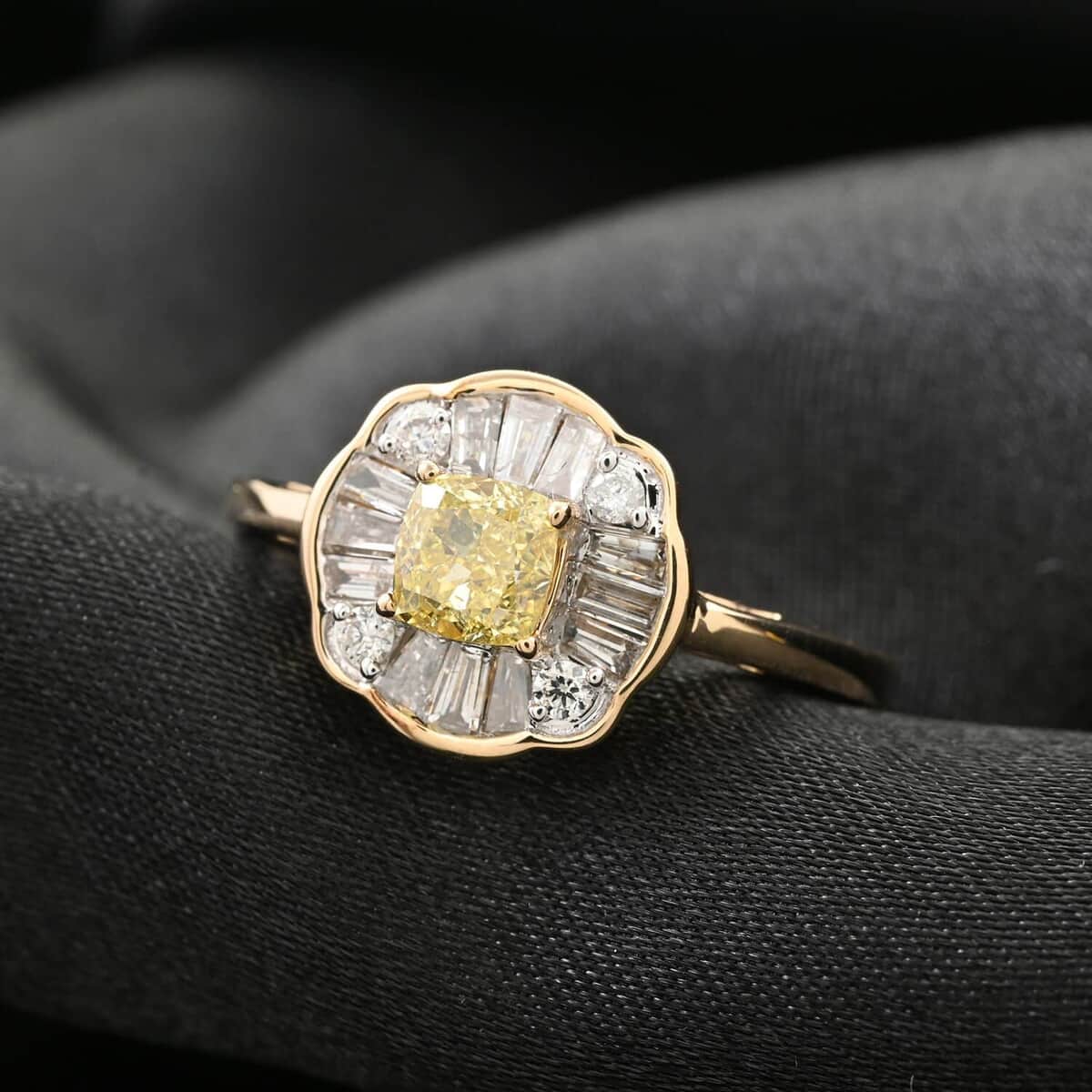 Luxoro 14K Yellow Gold Natural Yellow and White Diamond (I1-I2) Ring (Size 10.0) 1.00 ctw image number 1